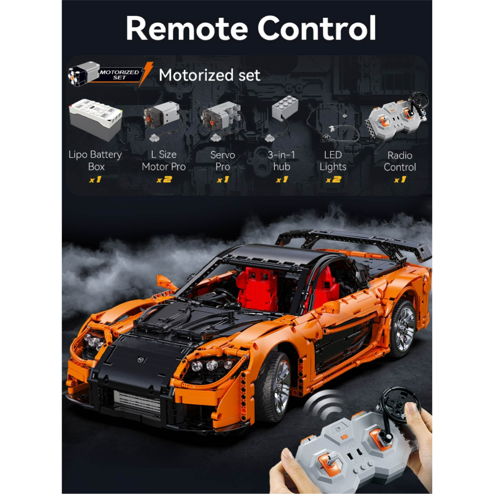 現貨 1:8scale MAZDA CADA x MAZDA 馬自達RX-7積木遙控車 正版授權 快速出貨 1:8-細節圖8