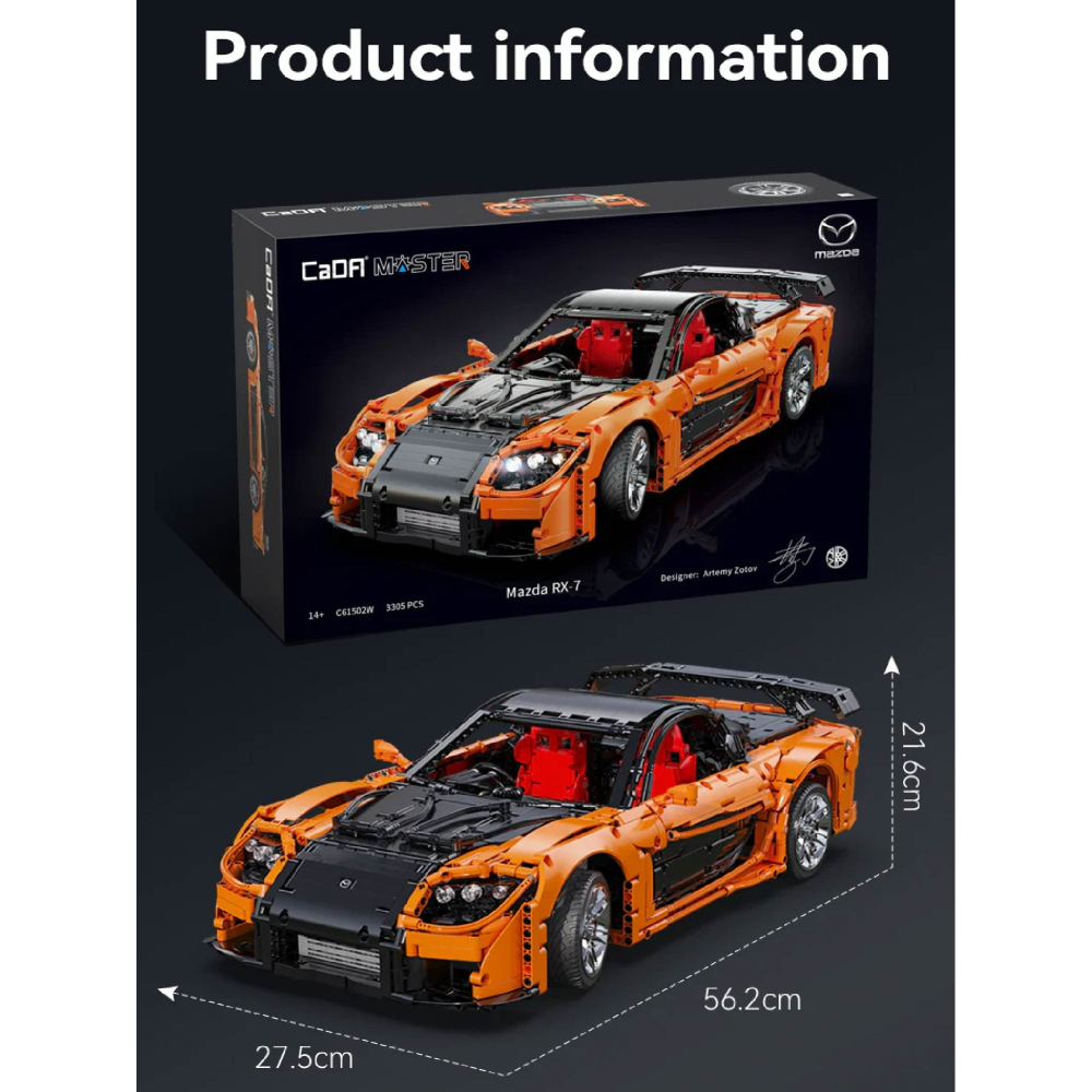 現貨 1:8scale MAZDA CADA x MAZDA 馬自達RX-7積木遙控車 正版授權 快速出貨 1:8-細節圖10