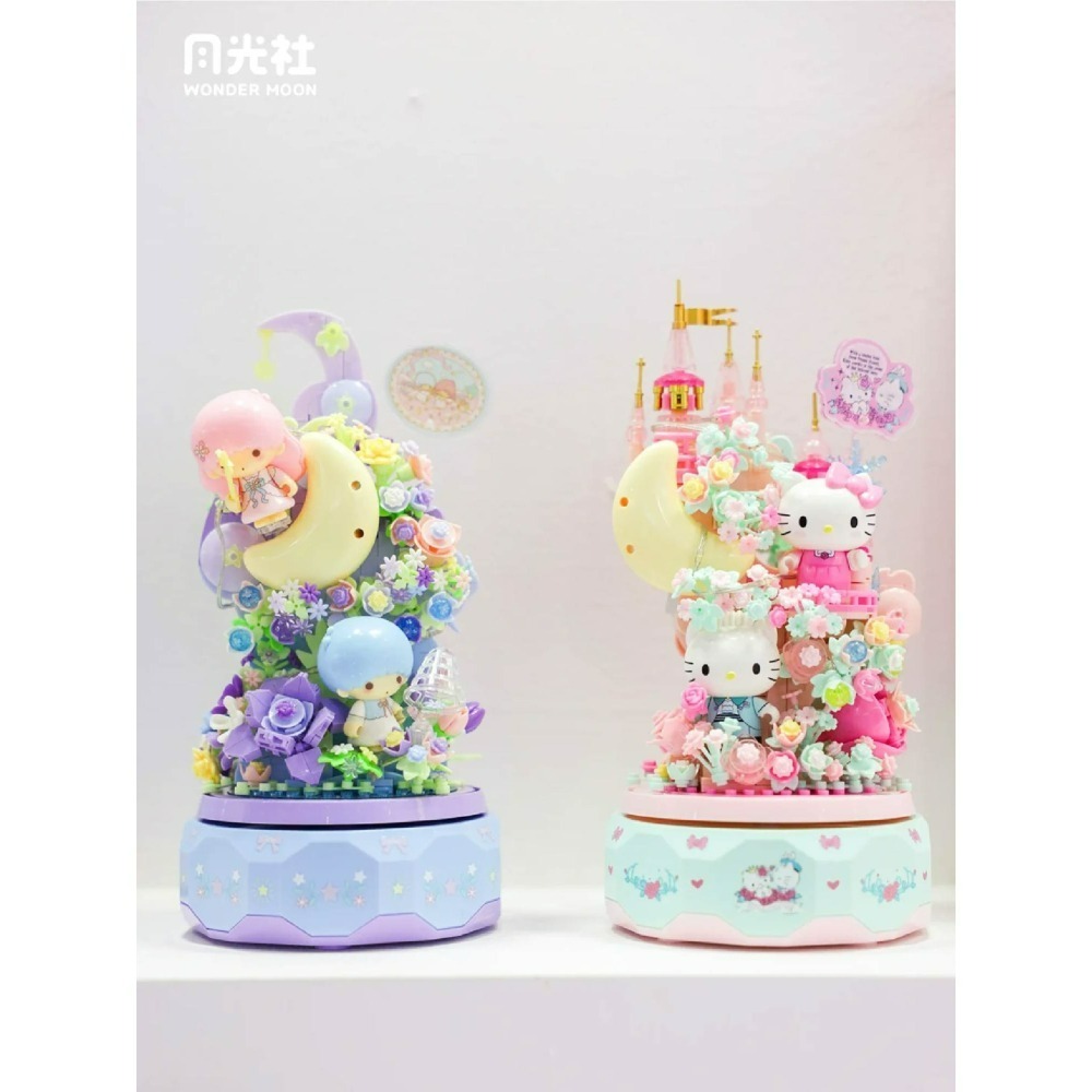 現貨 月下戀音樂盒積木 雙子星款與凱蒂貓款 月光社 三麗鷗正版授權 三麗鷗積木 會發光 有音樂 兩款收藏-細節圖6