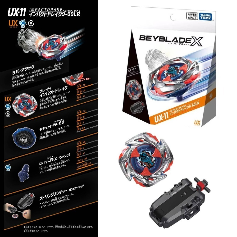 日版現貨 TAKARATOMY BEYBLADE X 戰鬥陀螺 UX-11 衝擊龍神豪華組 正版授權-細節圖4