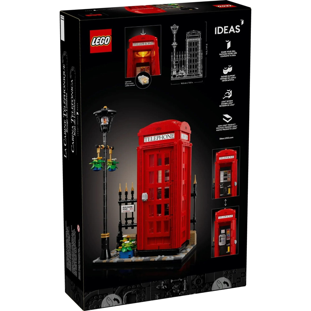 【羽宙丸文具】LEGO 樂高 21347 倫敦紅色電話亭 Red London Telephone Box-細節圖2