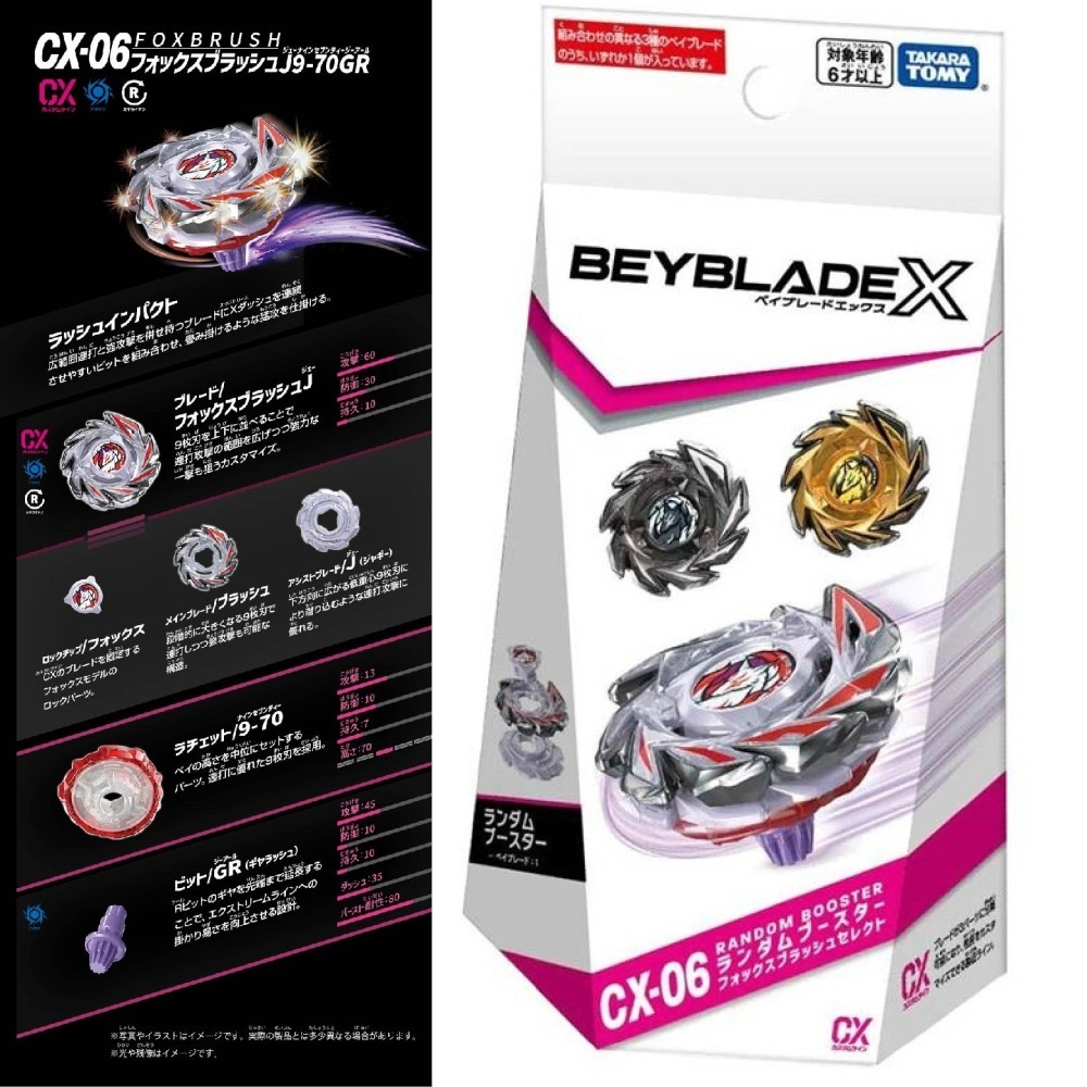 現貨 TAKARATOMY  BEYBLADE X 戰鬥陀螺 CX-06 極狐九尾 無發射器-細節圖2