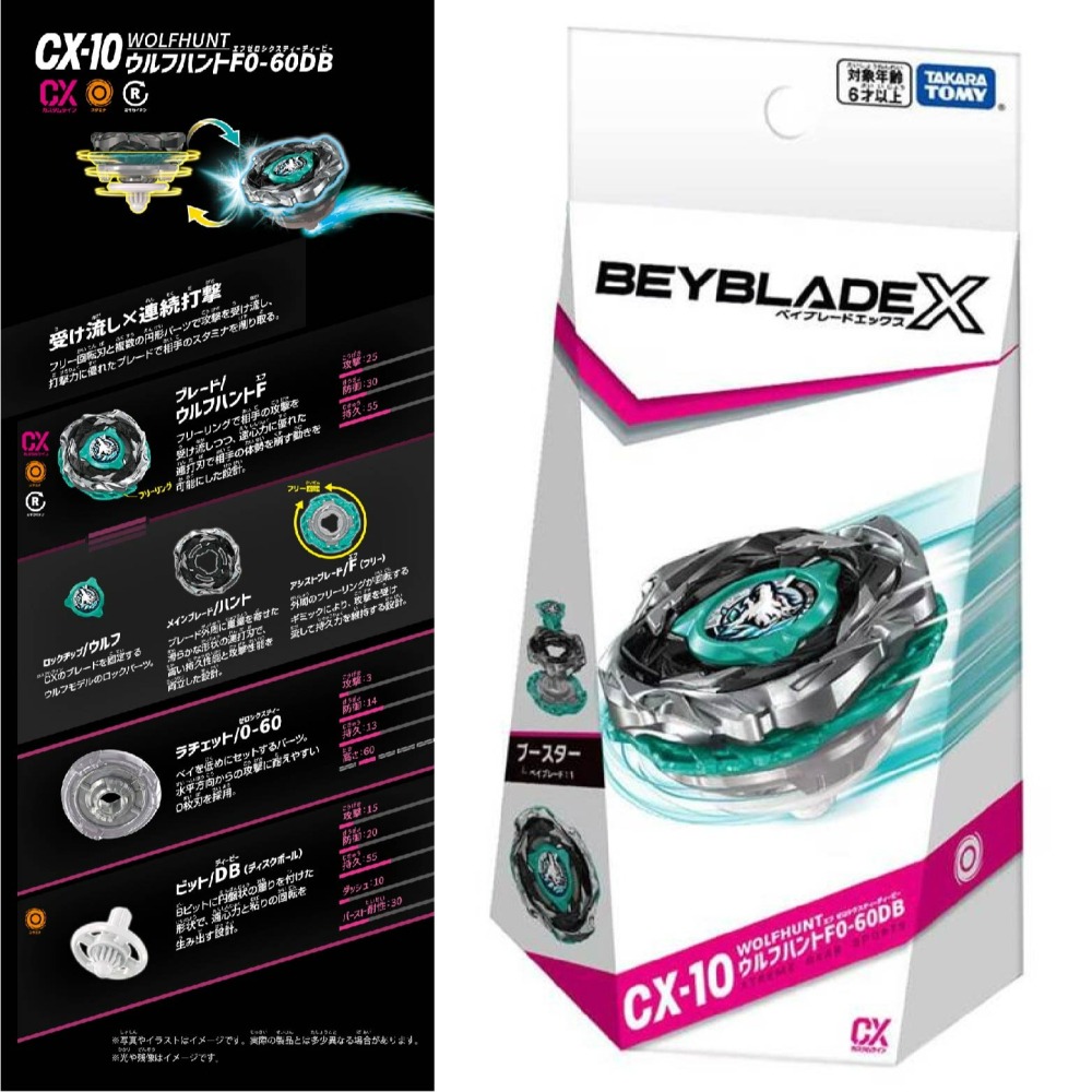 現貨 TAKARATOMY  BEYBLADE X 戰鬥陀螺-CX-10 銀狼狩獵-細節圖2