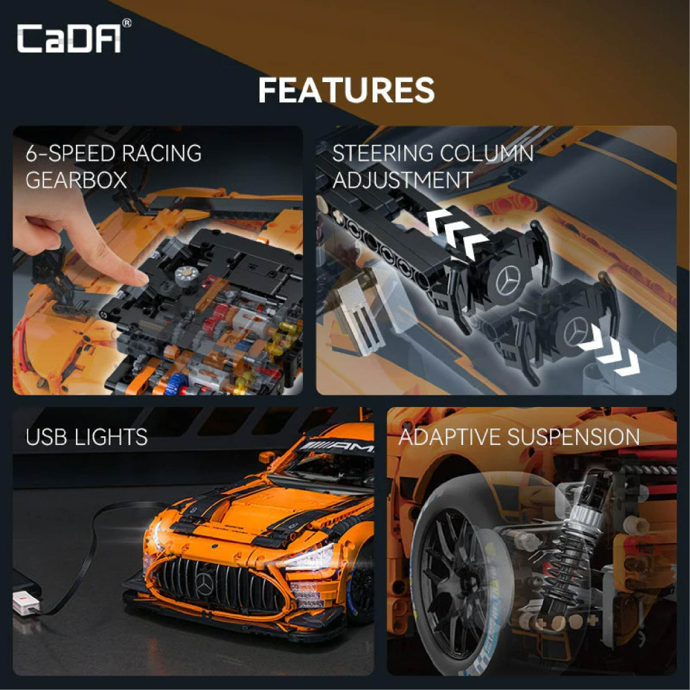羽宙丸文具 cada 奔馳AMG GT3跑車積木 現貨 快速出貨 cada 奔馳AMG GT3跑車積木-細節圖6