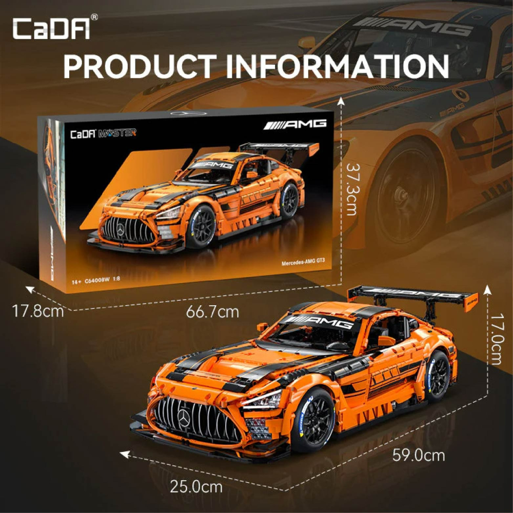 羽宙丸文具 cada 奔馳AMG GT3跑車積木 現貨 快速出貨 cada 奔馳AMG GT3跑車積木-細節圖9