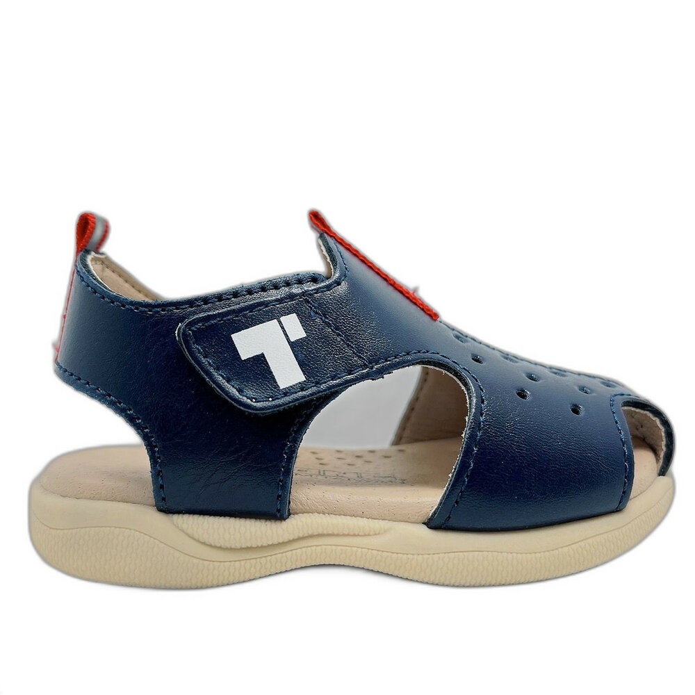 台灣製超纖皮革學步涼鞋--深藍-細節圖4