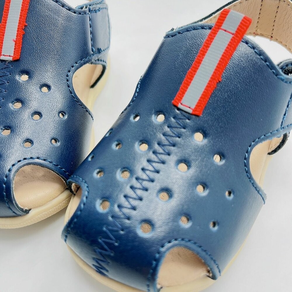 台灣製超纖皮革學步涼鞋--深藍-細節圖8