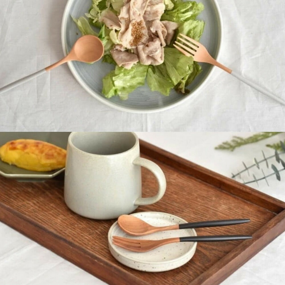 木製餐具 木製叉子 木製湯匙 叉子 餐叉 湯匙 天然木 餐具 攪拌湯匙 沙拉叉 日式餐具-細節圖3