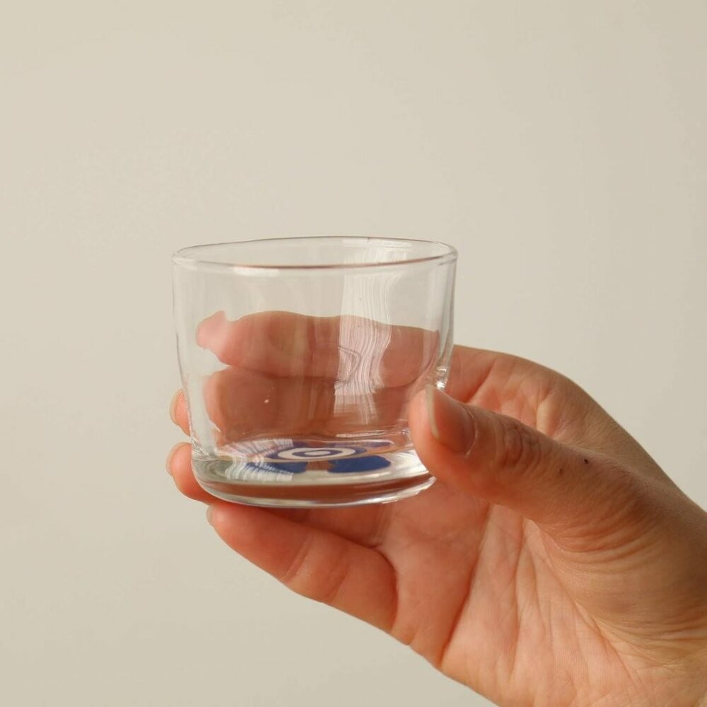 日本製 清酒杯 Inoguchi Glass 藍色蛇眼 貓肉球 小酌 玻璃酒杯 茶水杯 威士忌杯-細節圖6