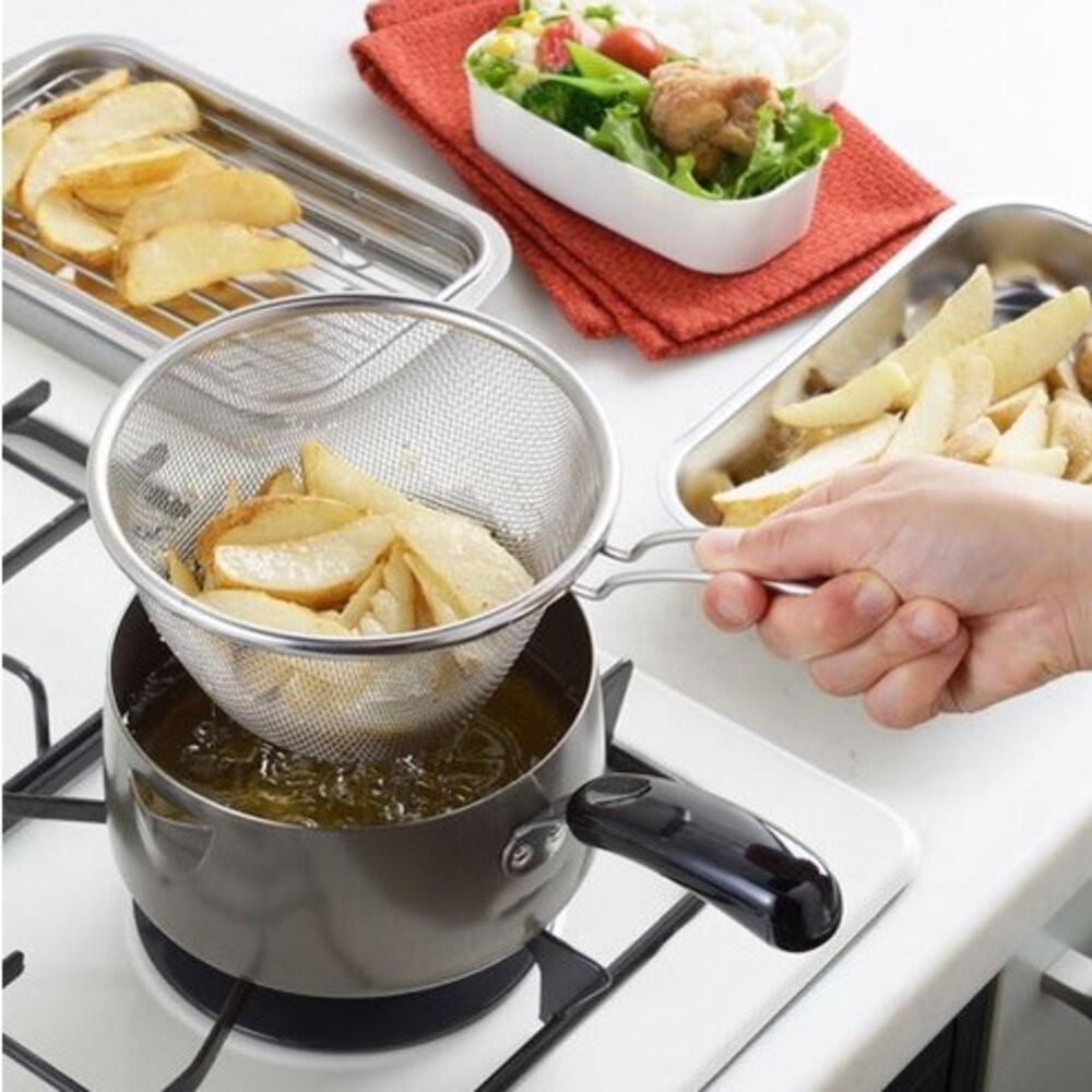 日本製 吉川油網+鍋子 瀝乾 炸鍋 | 吉川鄉技 職人油炸鍋 片手鍋 單柄鍋-細節圖2