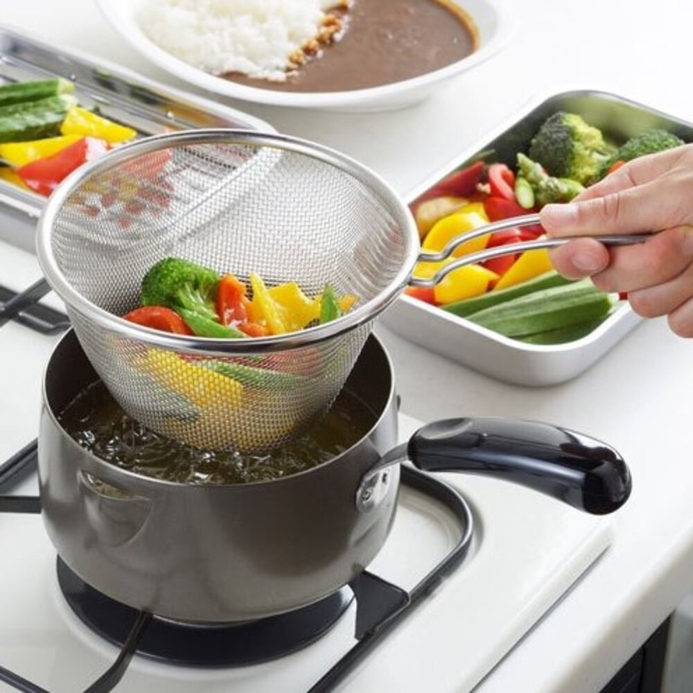 日本製 吉川油網+鍋子 瀝乾 炸鍋 | 吉川鄉技 職人油炸鍋 片手鍋 單柄鍋-細節圖3