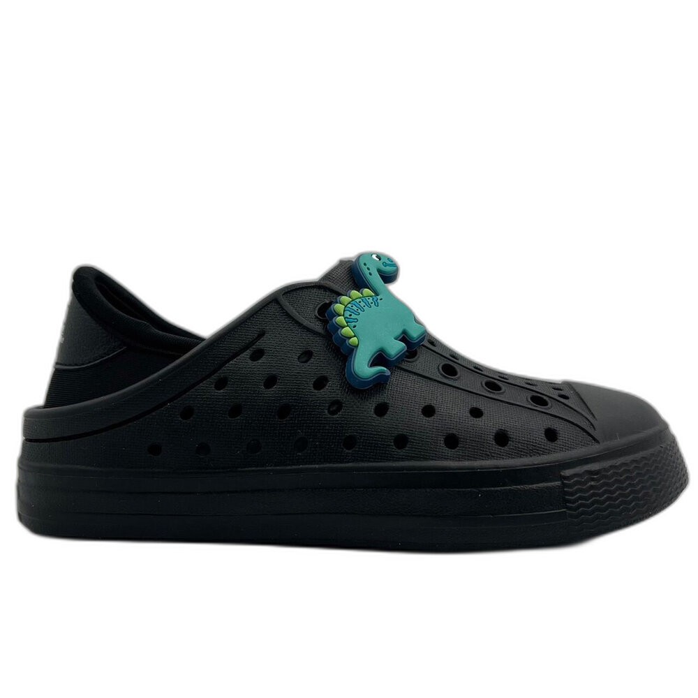 【限量特價】MIT可愛恐龍兒童洞洞鞋-黑色-細節圖2