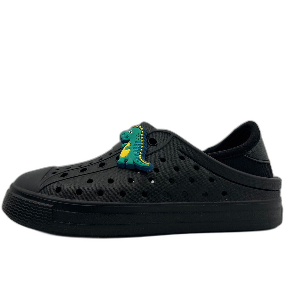 【限量特價】MIT可愛恐龍兒童洞洞鞋-黑色-細節圖5