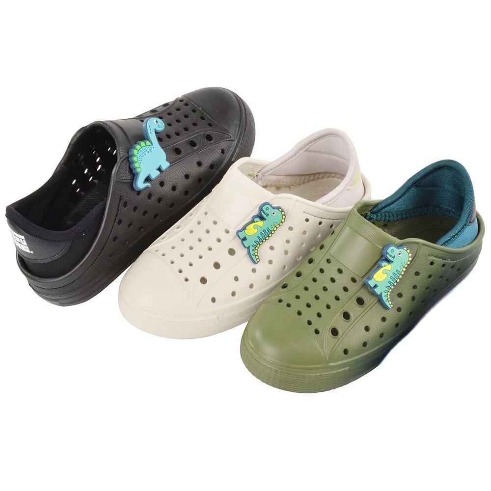 【限量特價】MIT可愛恐龍兒童洞洞鞋-黑色-細節圖6
