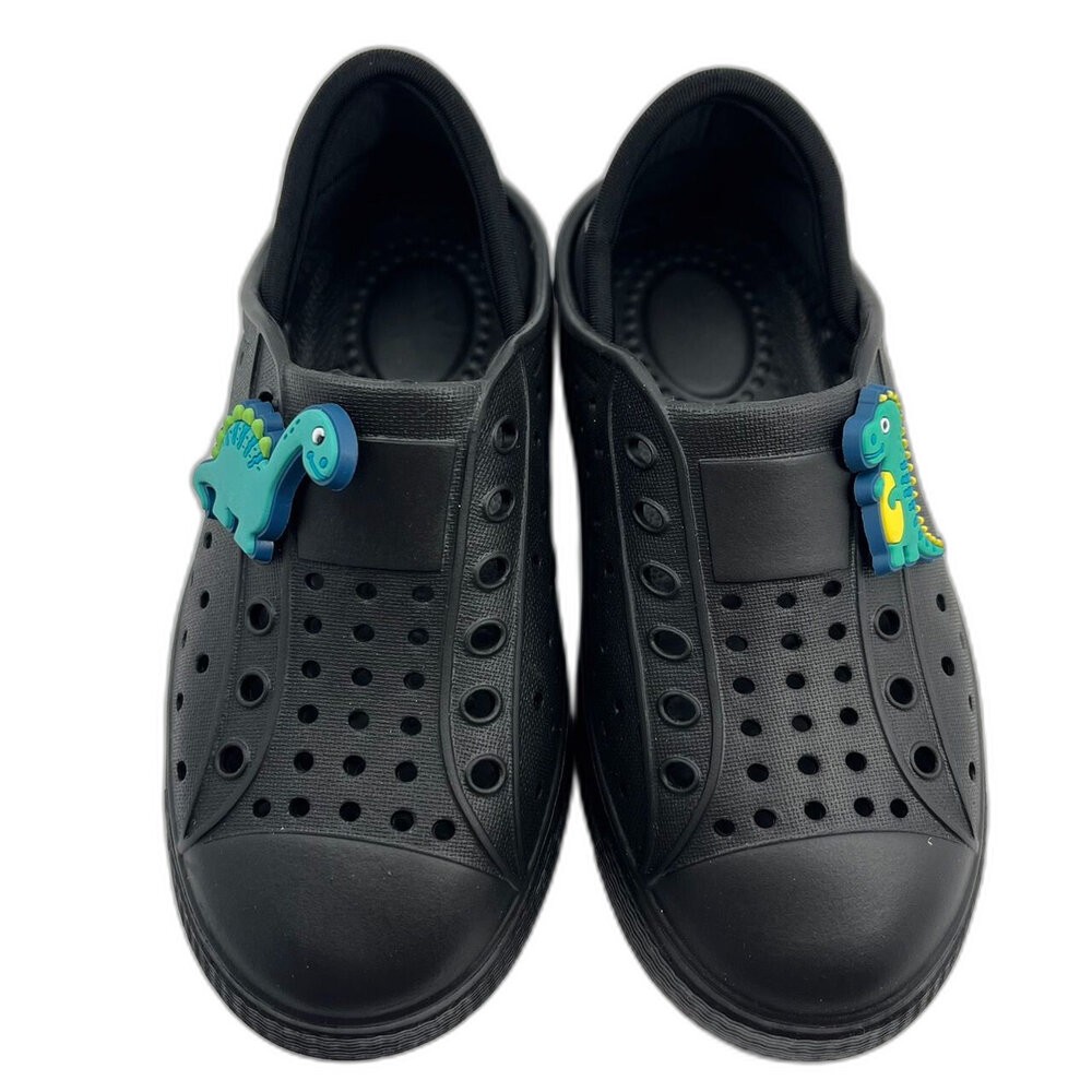 【限量特價】MIT可愛恐龍兒童洞洞鞋-黑色-細節圖7