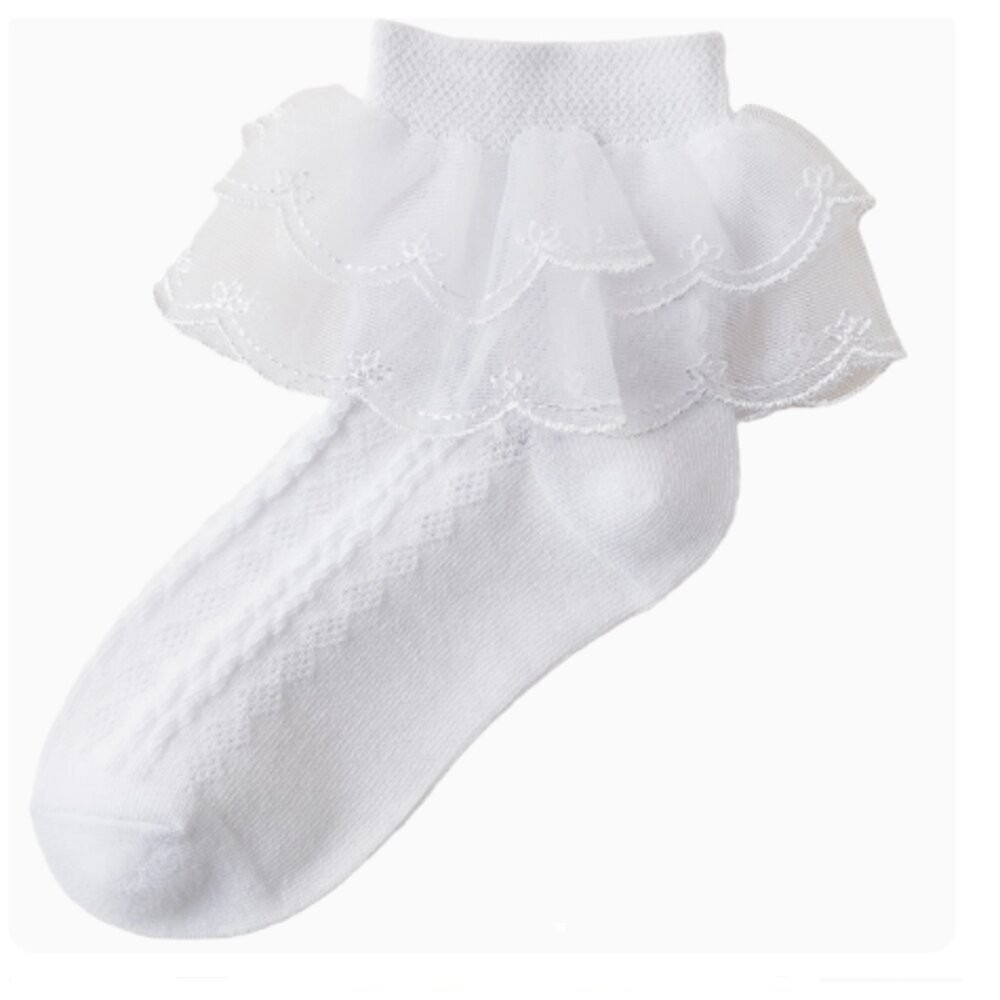 女童蕾絲雙層花邊襪-規格圖6