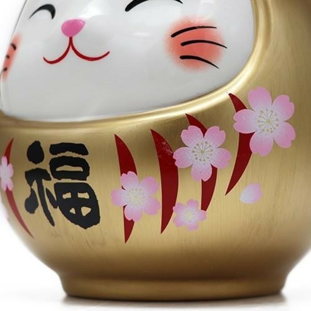 櫻花金達摩貓存錢筒 招財貓 達摩貓 存錢筒 撲滿 存錢罐 招財 開運擺飾 送禮 裝飾品-細節圖3