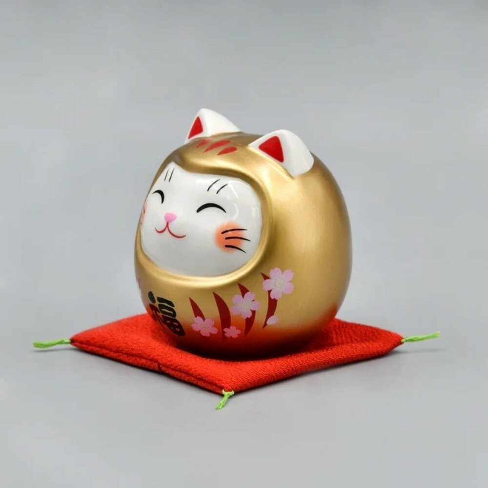 櫻花金達摩貓存錢筒 招財貓 達摩貓 存錢筒 撲滿 存錢罐 招財 開運擺飾 送禮 裝飾品-細節圖5