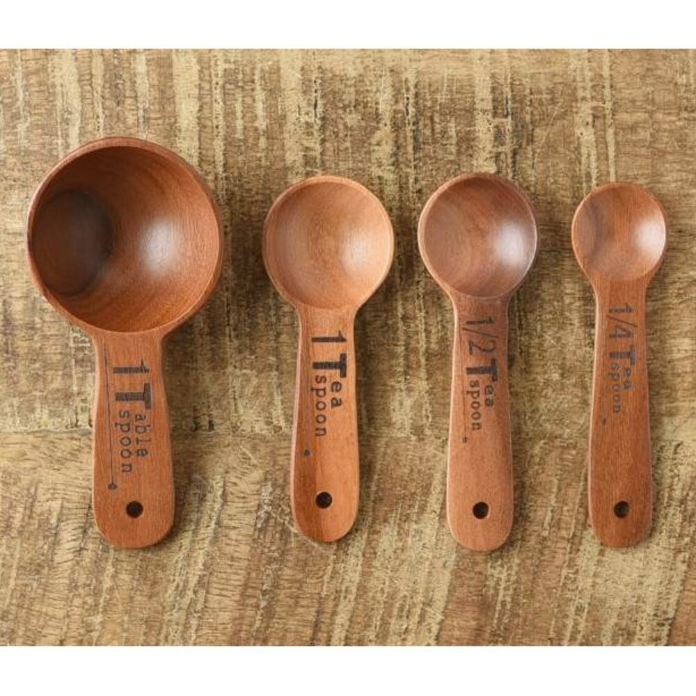 天然木茶匙 量勺 糖/鹽量勺 咖啡量匙 勺子 調料勺 茶匙計量匙 湯匙 調味料 木頭茶杓-細節圖7