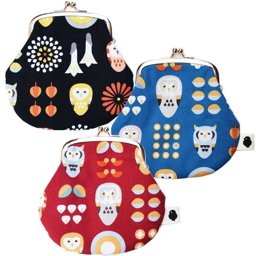 日本製 KOTORITACHI 圓形小錢包 零錢包 收納包 錢包 夜貓子 貓頭鷹 ことりたち-細節圖3