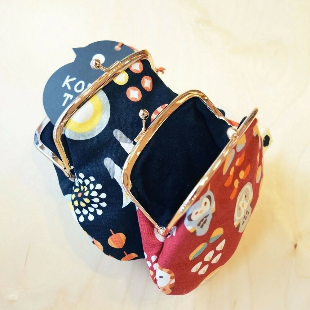 日本製 KOTORITACHI 圓形小錢包 零錢包 收納包 錢包 夜貓子 貓頭鷹 ことりたち-細節圖4