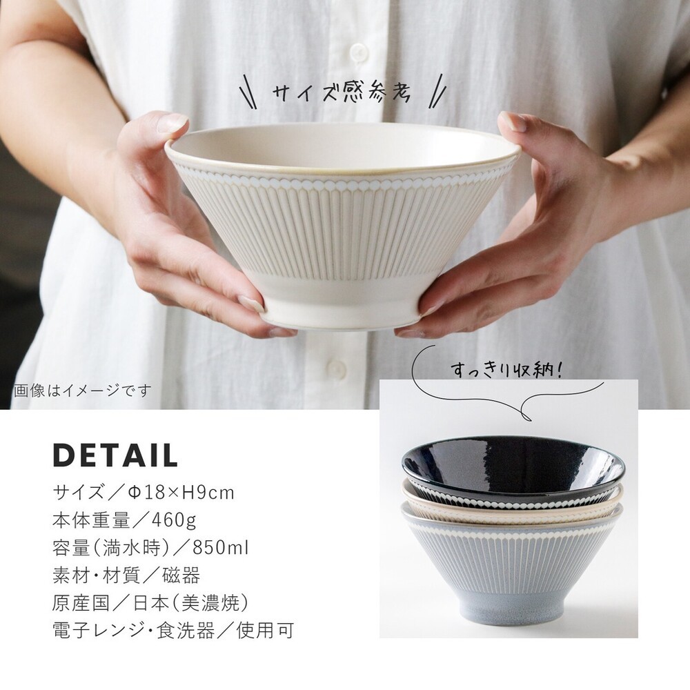 日本製 輕量丼飯碗 美濃燒 湯碗 蓋飯碗 拉麵碗 烏龍麵 日式餐具 Albee 十草紋-細節圖5