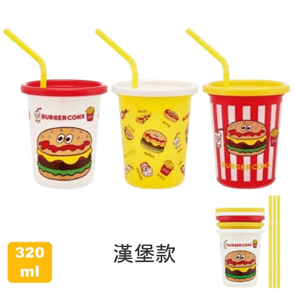 SKATER 兒童吸管水杯三入組 卡通圖案 兒童學習杯 彩色杯 漢堡 皮卡丘 恐龍 史努比-細節圖3