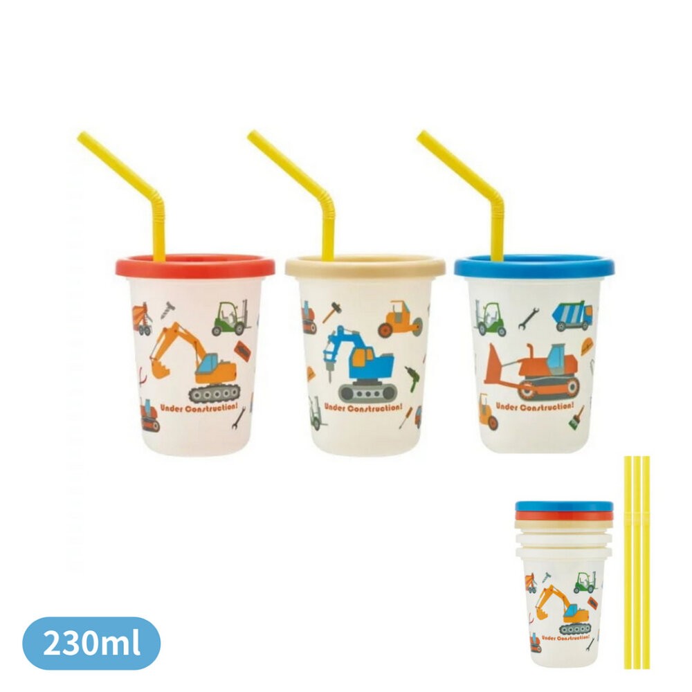 SKATER 兒童吸管水杯三入組 卡通圖案 兒童學習杯 彩色杯 漢堡 皮卡丘 恐龍 史努比-規格圖8