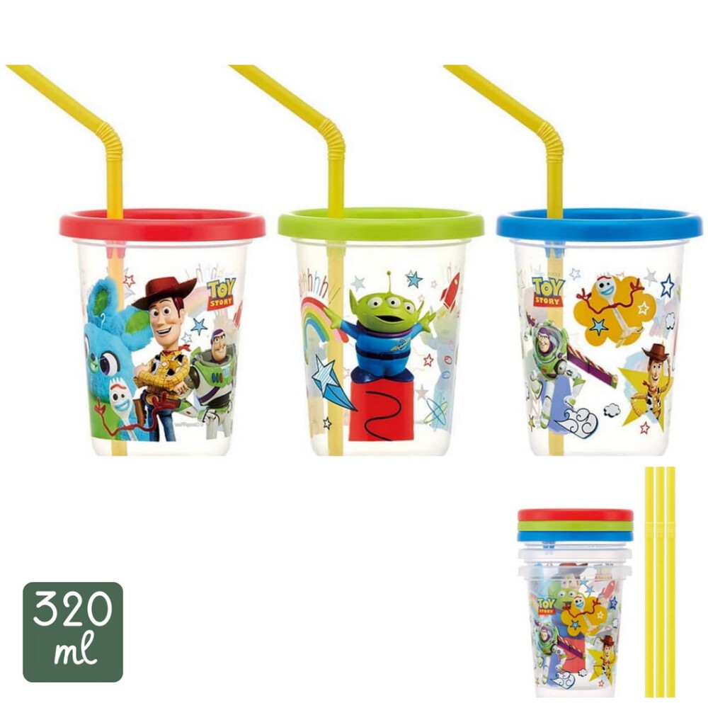 SKATER 兒童吸管水杯三入組 卡通圖案 兒童學習杯 彩色杯 漢堡 皮卡丘 恐龍 史努比-規格圖8