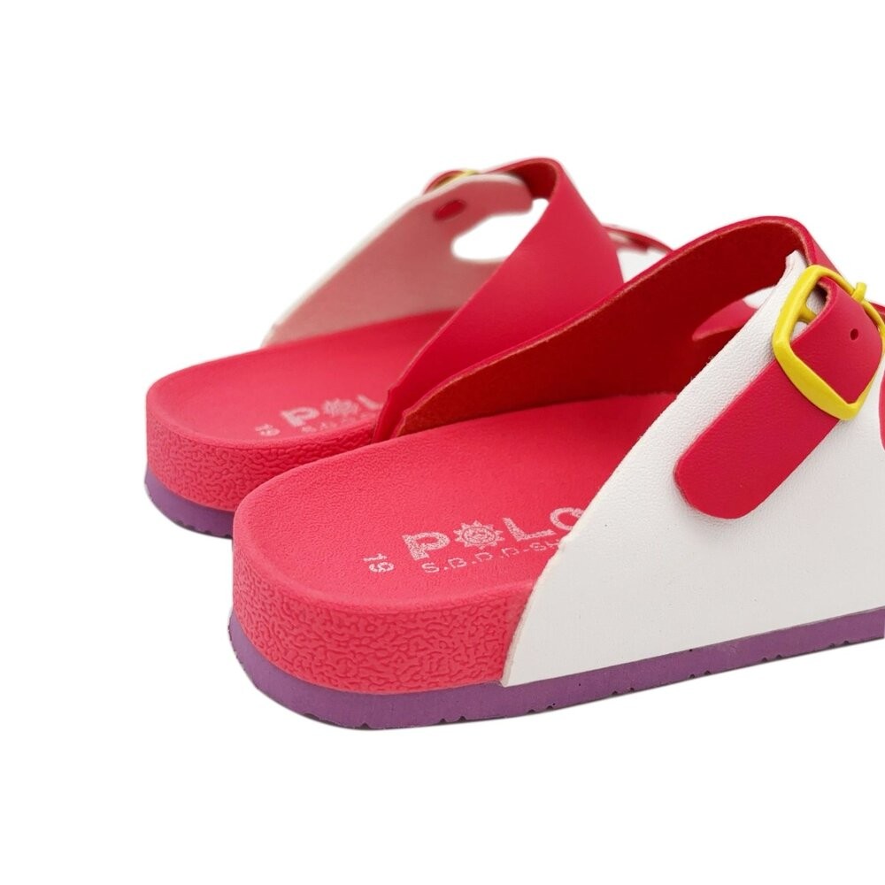 台灣製跳色小方扣拖鞋-桃色-細節圖3