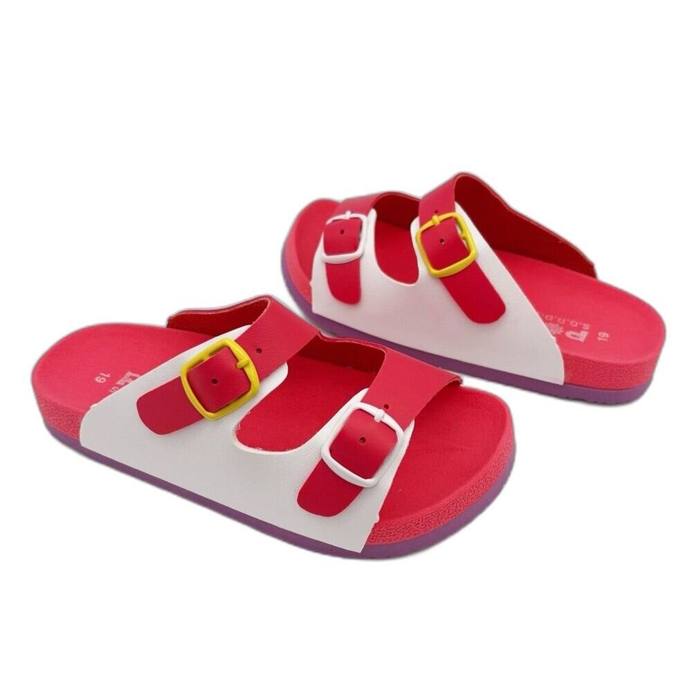 台灣製跳色小方扣拖鞋-桃色-細節圖5