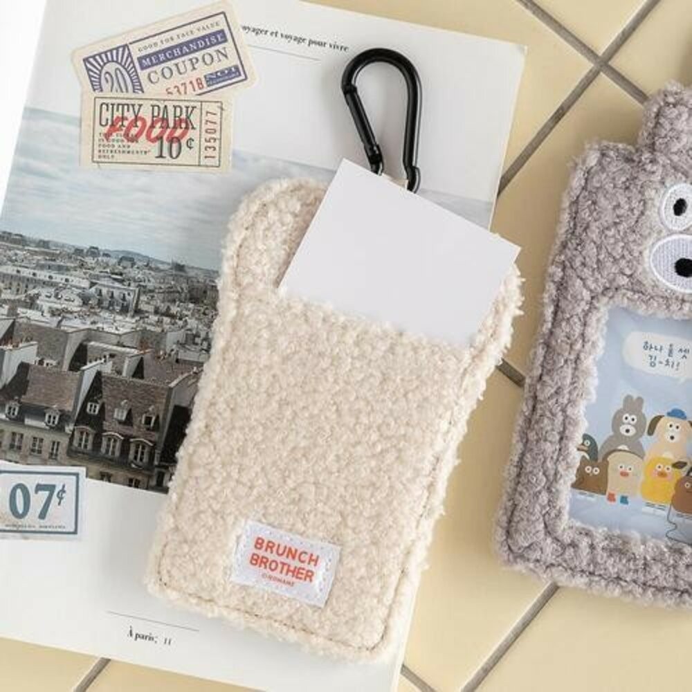 韓國Romane Brunch Brother PuppyBunny絨毛證件卡套 可當行李掛牌不撞款式 日本進口-細節圖4