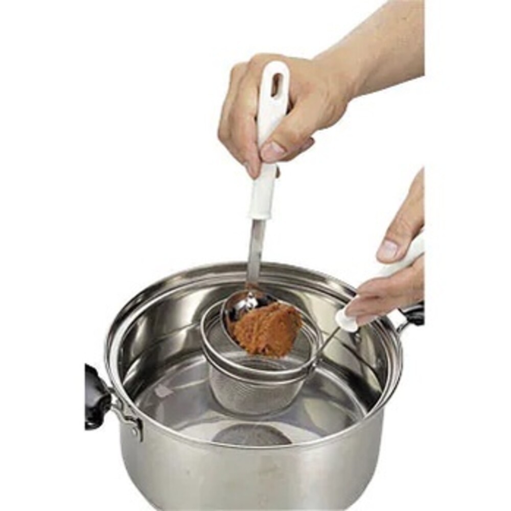 日本製 不鏽鋼可掛式味噌濾勺 撈麵 濾網 不鏽鋼濾勺 過濾篩網 味噌湯 廚房用具 料理用品-細節圖3