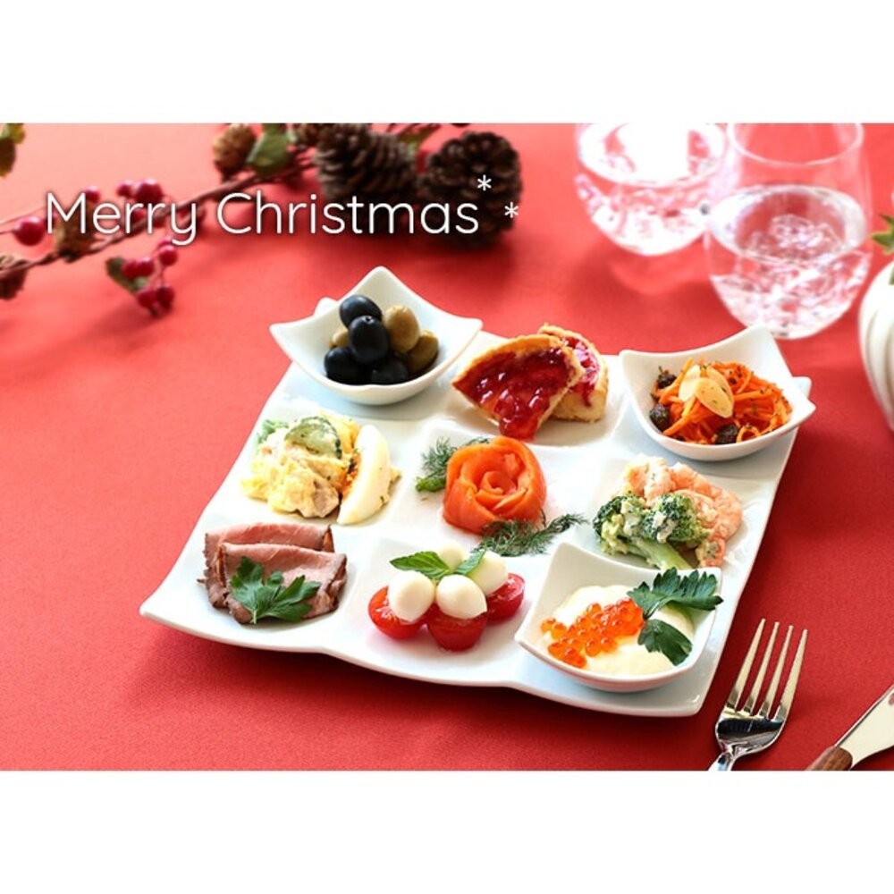 日本製 日式九宮格餐盤 陶瓷餐盤 小菜 分隔盤 點心盤 壽司拼盤 涼菜盤 懷石料理 精緻分格盤-細節圖2