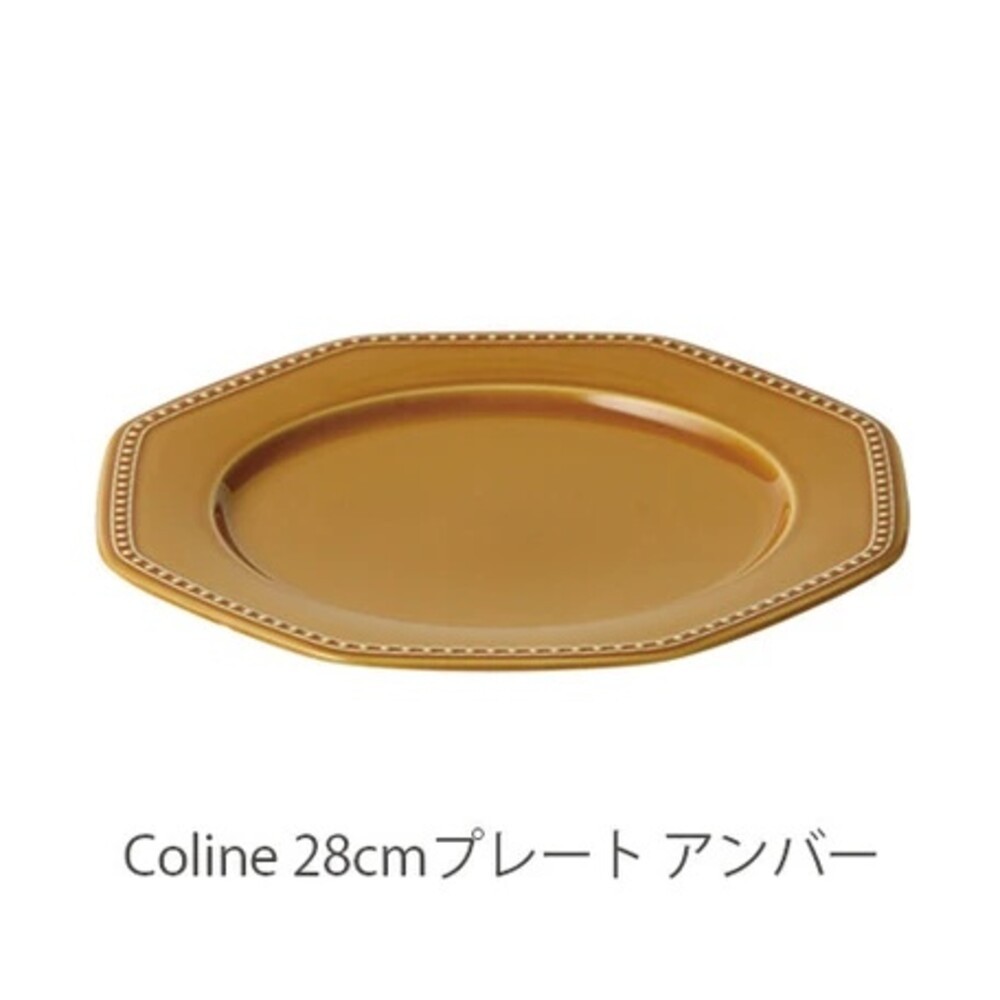 售完不再補!! 日本製 法式圓點陶瓷盤 ROOTS Colline 28cm 浮雕 圓點盤 復古盤 八角盤 盤子-規格圖7