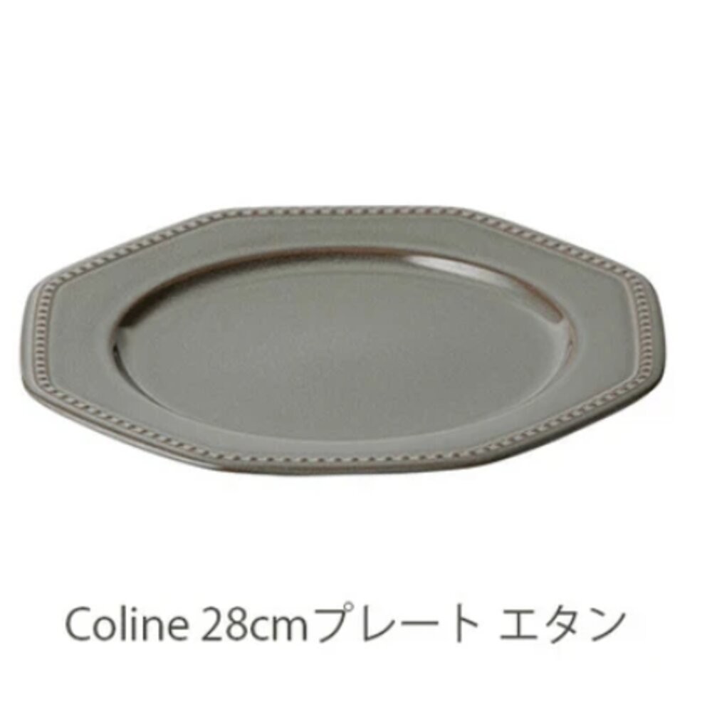 售完不再補!! 日本製 法式圓點陶瓷盤 ROOTS Colline 28cm 浮雕 圓點盤 復古盤 八角盤 盤子-規格圖7