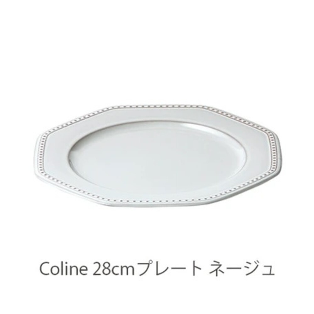 售完不再補!! 日本製 法式圓點陶瓷盤 ROOTS Colline 28cm 浮雕 圓點盤 復古盤 八角盤 盤子-規格圖7