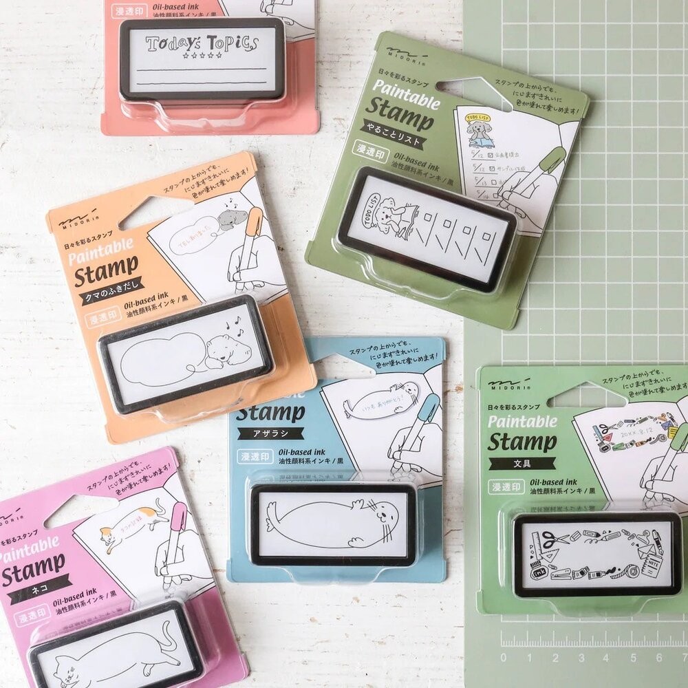 日本 MIDORI 手繪風插圖印章 手帳印章 事務印章 手帳素材 可愛印章 連續印章 待辦事項印章 印章 日本進口-細節圖6