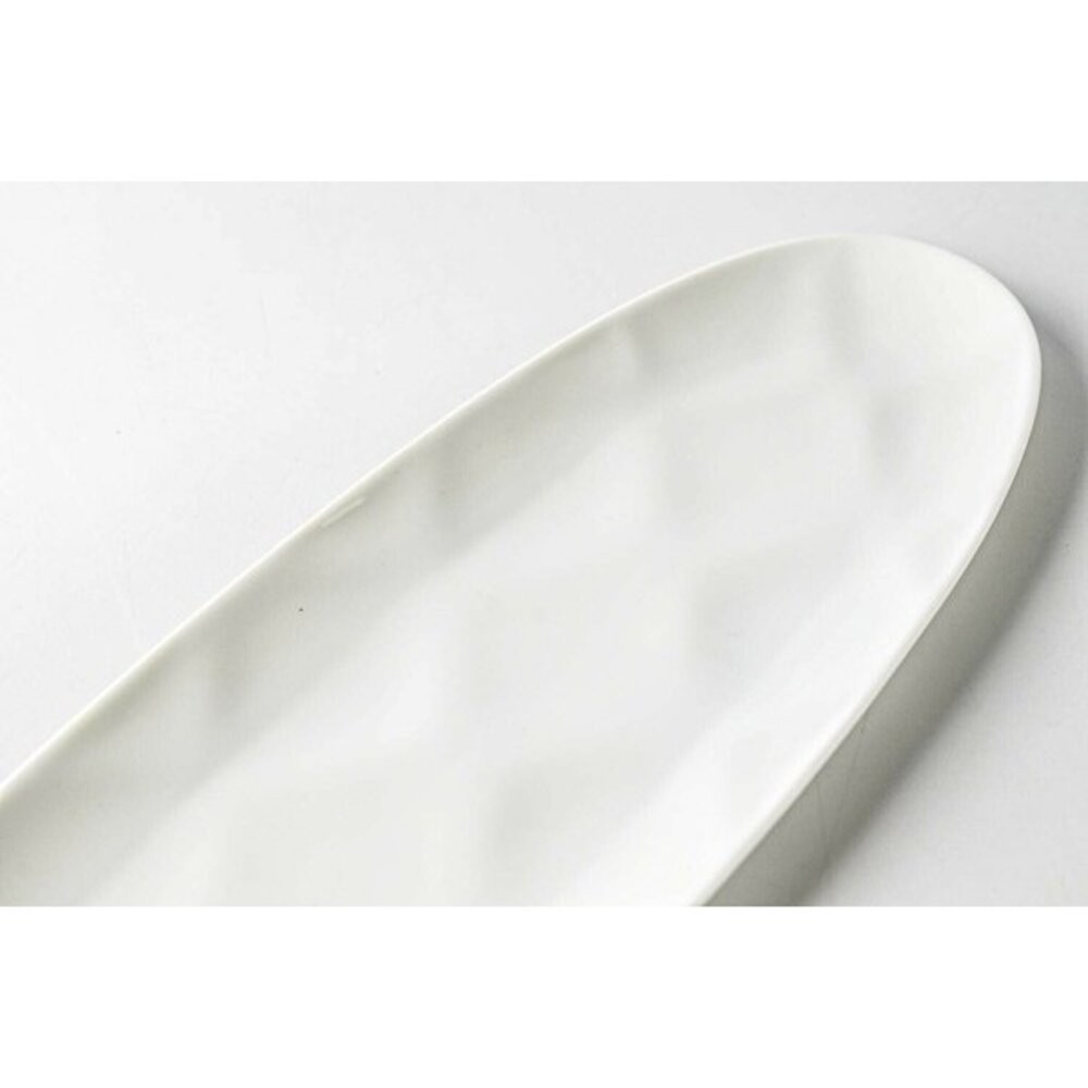 日本製 miyama深山 Haku 立體浮雕壓紋白瓷魚盤 長盤 飾品盤 魚盤 橢圓盤 沙拉盤 陶瓷盤 日本進口-細節圖6