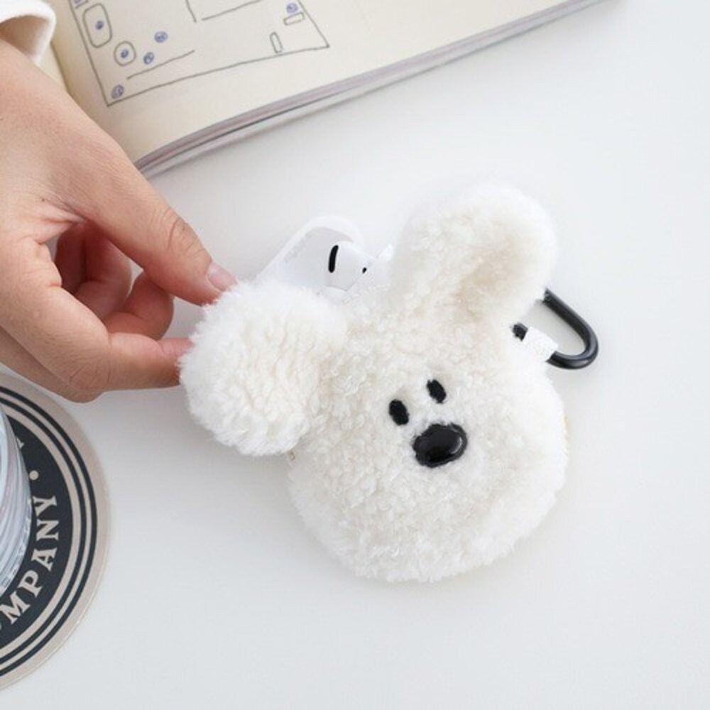 韓國Romane Little Paper 毛絨AirPods灰白保護套 柔軟材質 保護殼 airpods 日本進口-細節圖3