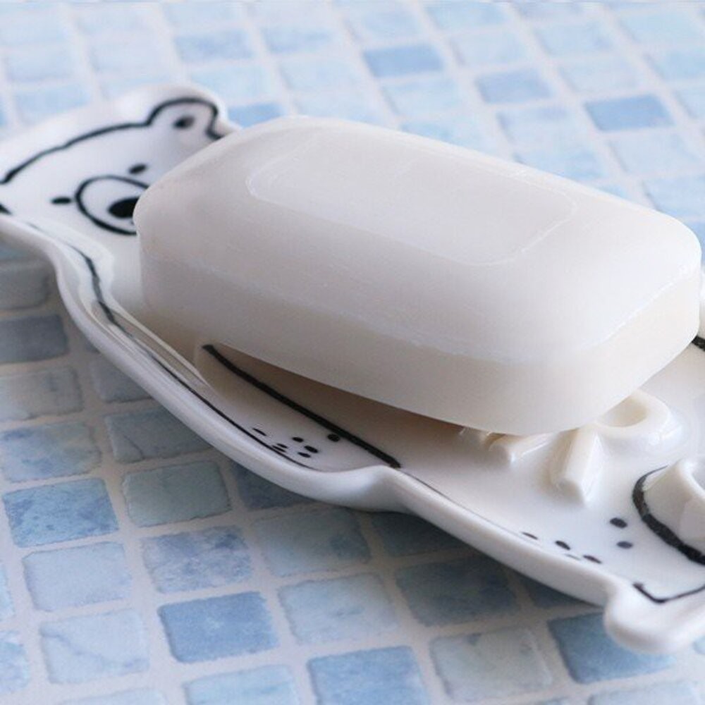 日本製肥皂架 北極熊 熊貓 陶瓷浴室廁所瀝水架 無痕免打孔肥皂盒 香皂盒 肥皂置物架-細節圖5