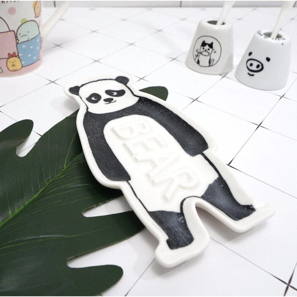 日本製肥皂架 北極熊 熊貓 陶瓷浴室廁所瀝水架 無痕免打孔肥皂盒 香皂盒 肥皂置物架-細節圖3