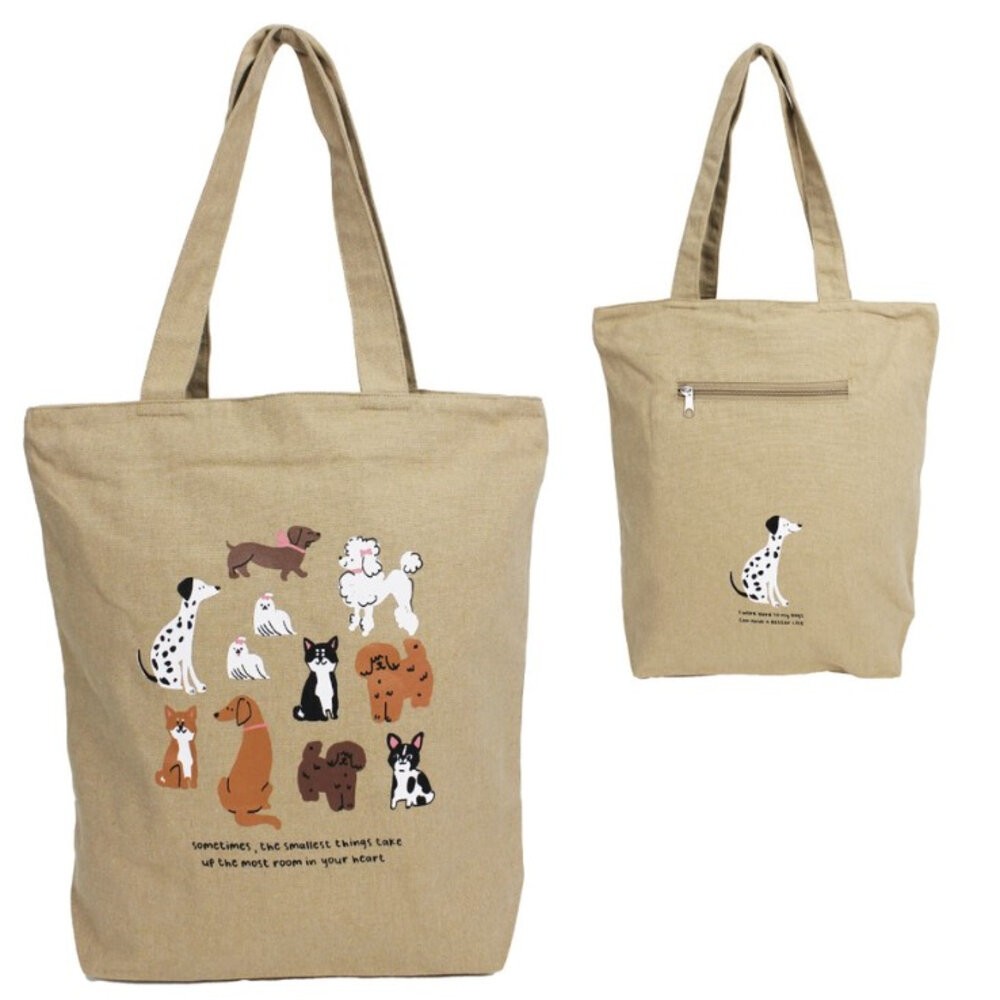 動物帆布肩背包 A4 狗狗 貓咪 熊貓 手提托特包 雙面圖案 手提袋 多款可選-細節圖3