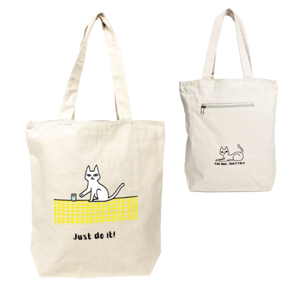 淘氣貓手提袋-象牙白