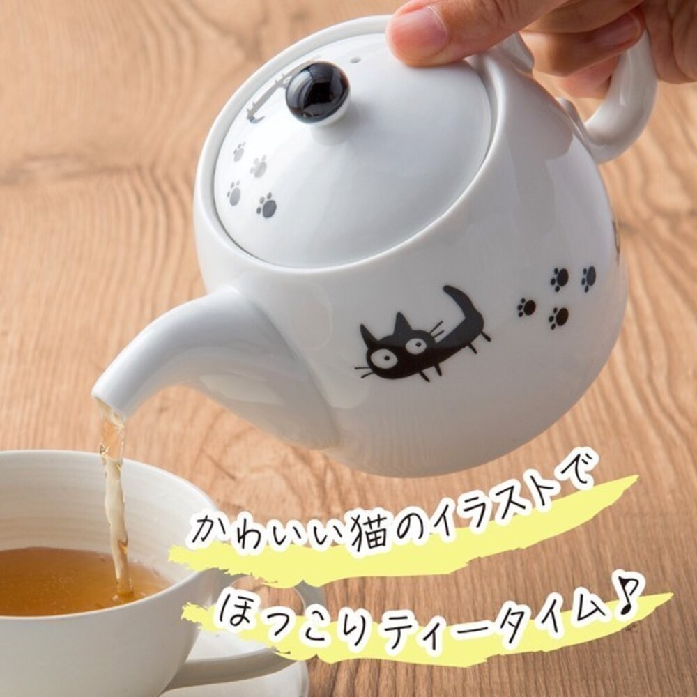 日本進口 黑貓可愛陶瓷茶壺 花茶壺 小茶壺 陶瓷茶壺 日式茶壺 茶具-細節圖4