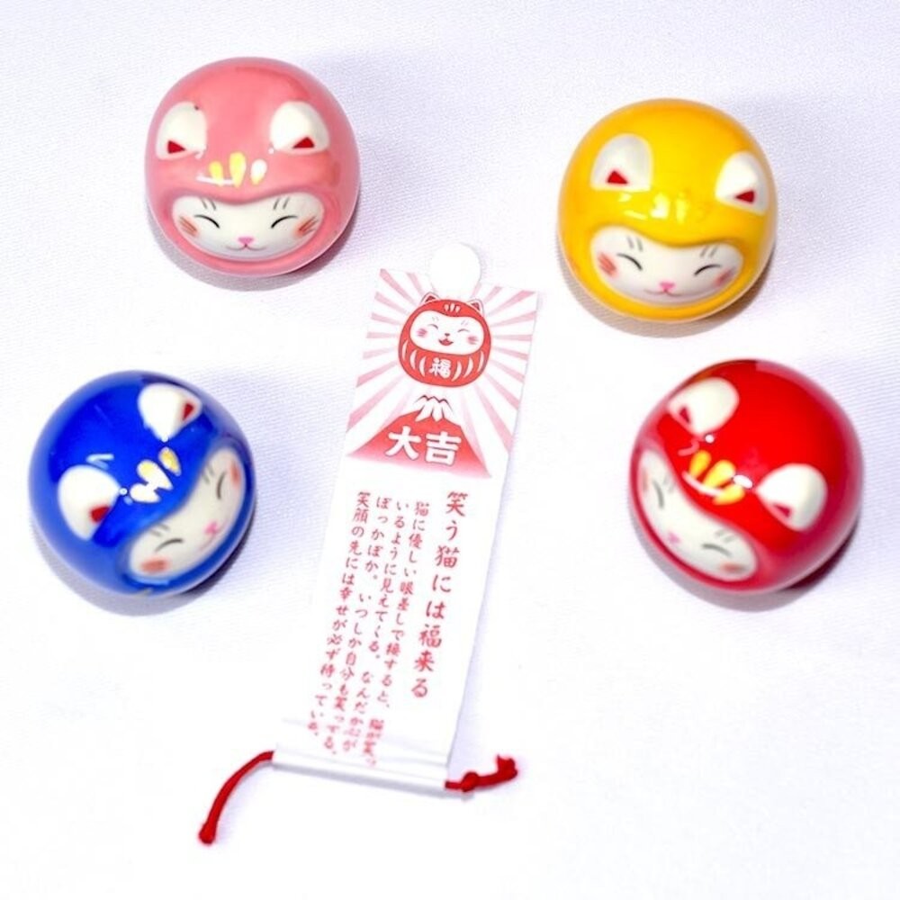 日本 藥師窯 達摩造型招財貓 附大吉籤詩 擺設擺件 開運 好運 招財 居家 辦公裝飾 新年擺飾 日本進口-細節圖3