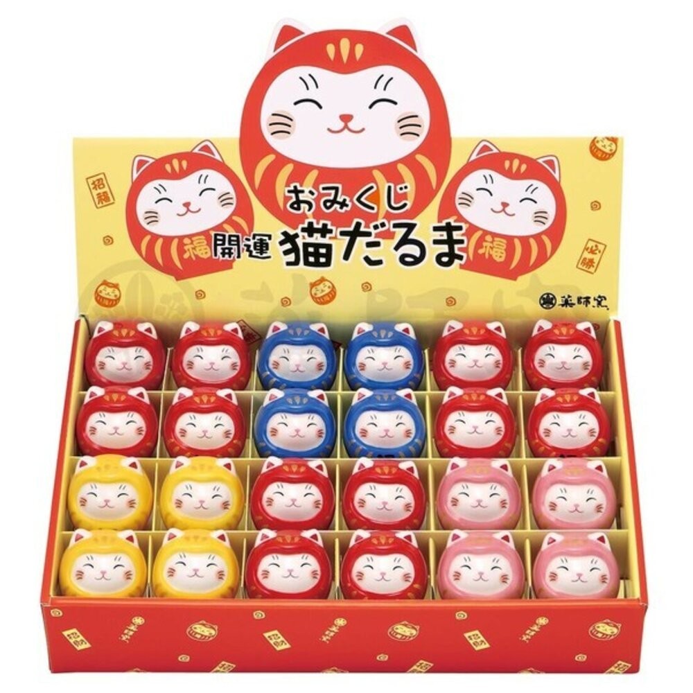 日本 藥師窯 達摩造型招財貓 附大吉籤詩 擺設擺件 開運 好運 招財 居家 辦公裝飾 新年擺飾 日本進口-細節圖7