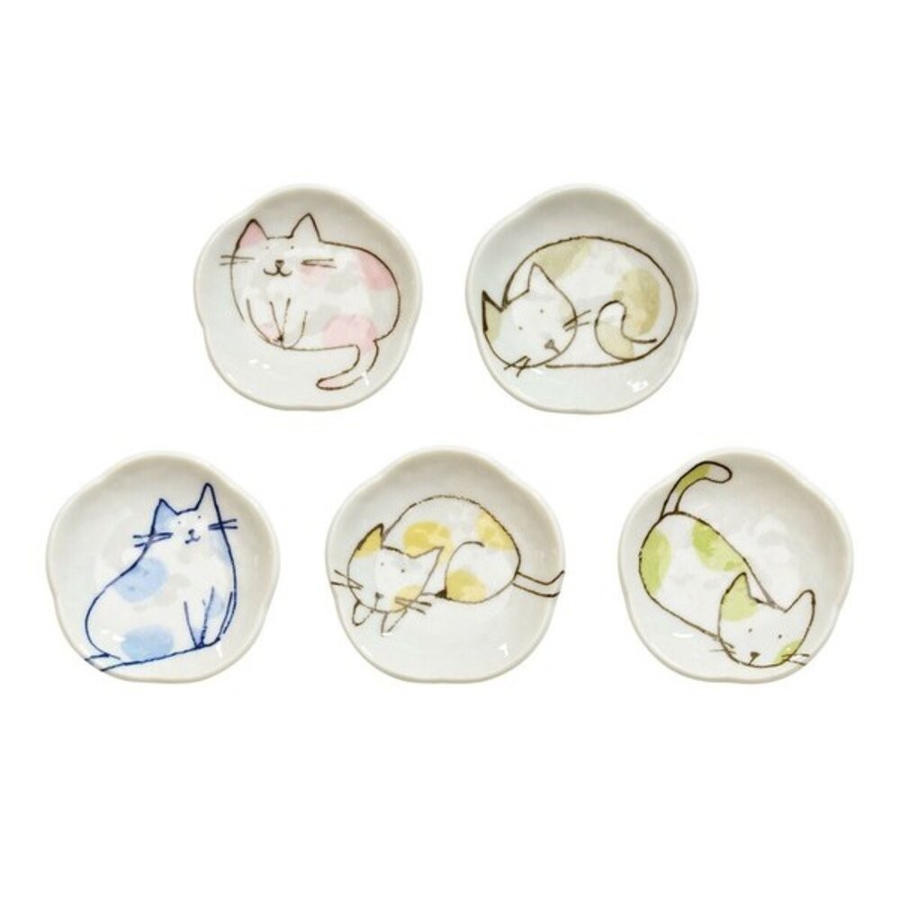 日本製 美濃燒陶瓷貓咪小碟禮盒 趣味貓咪搭配不規則形狀設計 適合日常餐桌擺設及筷架使用 日本進口-細節圖3
