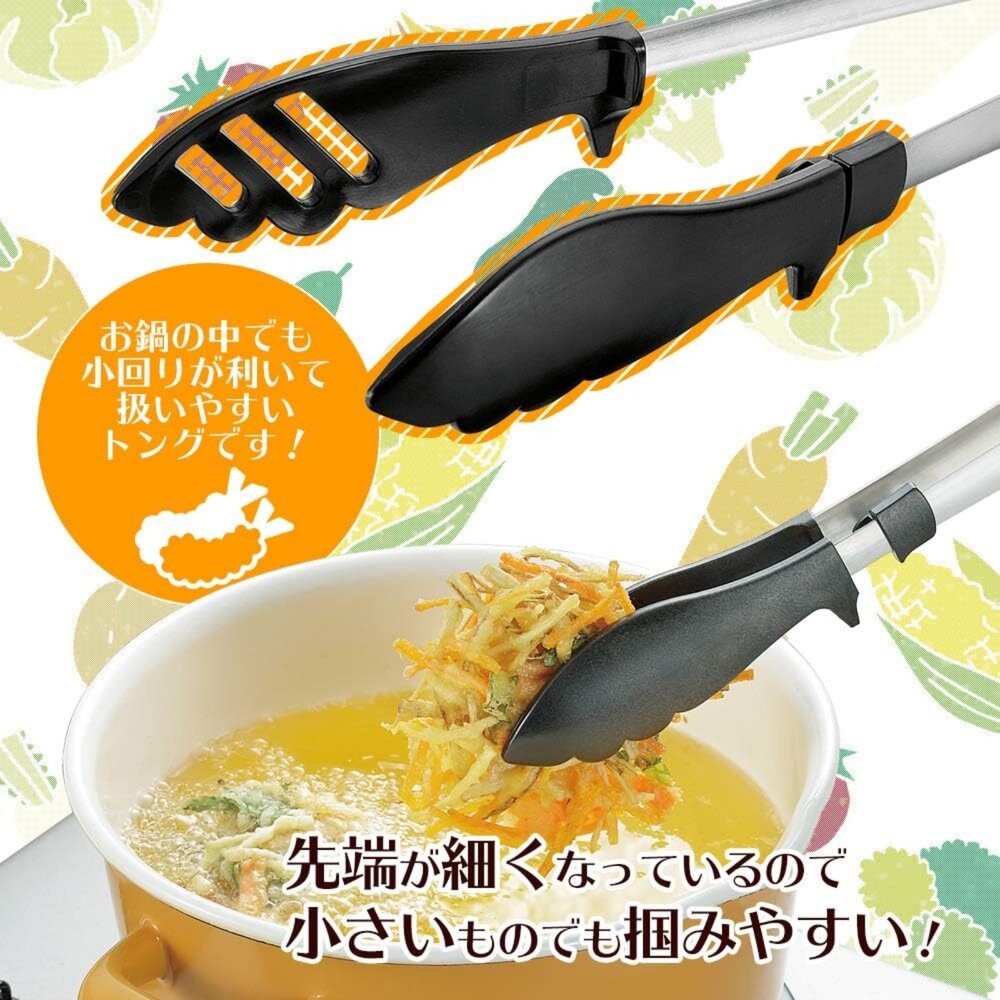 日本製 廚房必備小物 不鏽鋼 耐熱料理夾 下村工業 | 食物夾 炸物夾 多用途料理夾 烤肉夾 可站立-細節圖2
