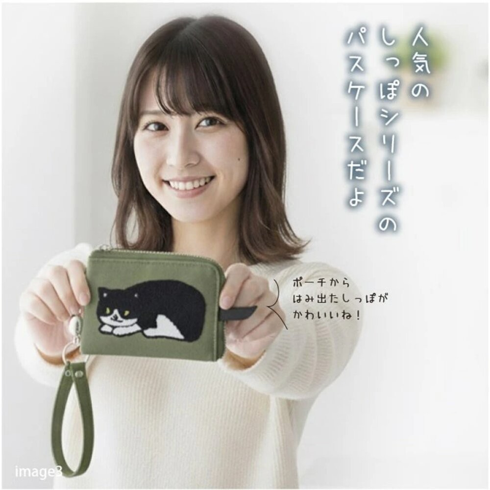 貓咪尾巴零錢包  日本 收納袋 伸縮卡套 手機包 零錢包 萬用包 拉鍊包 化妝包 小物收納包 分隔包 日本進口-細節圖3